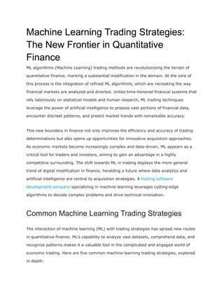 Machine Learning and AI: The New Frontier in Quant Trading