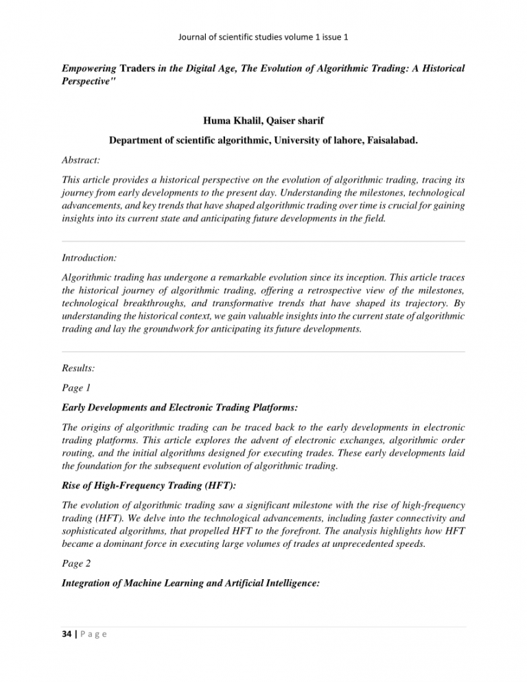 The Evolution of Algorithmic Trading: A Historical Perspective