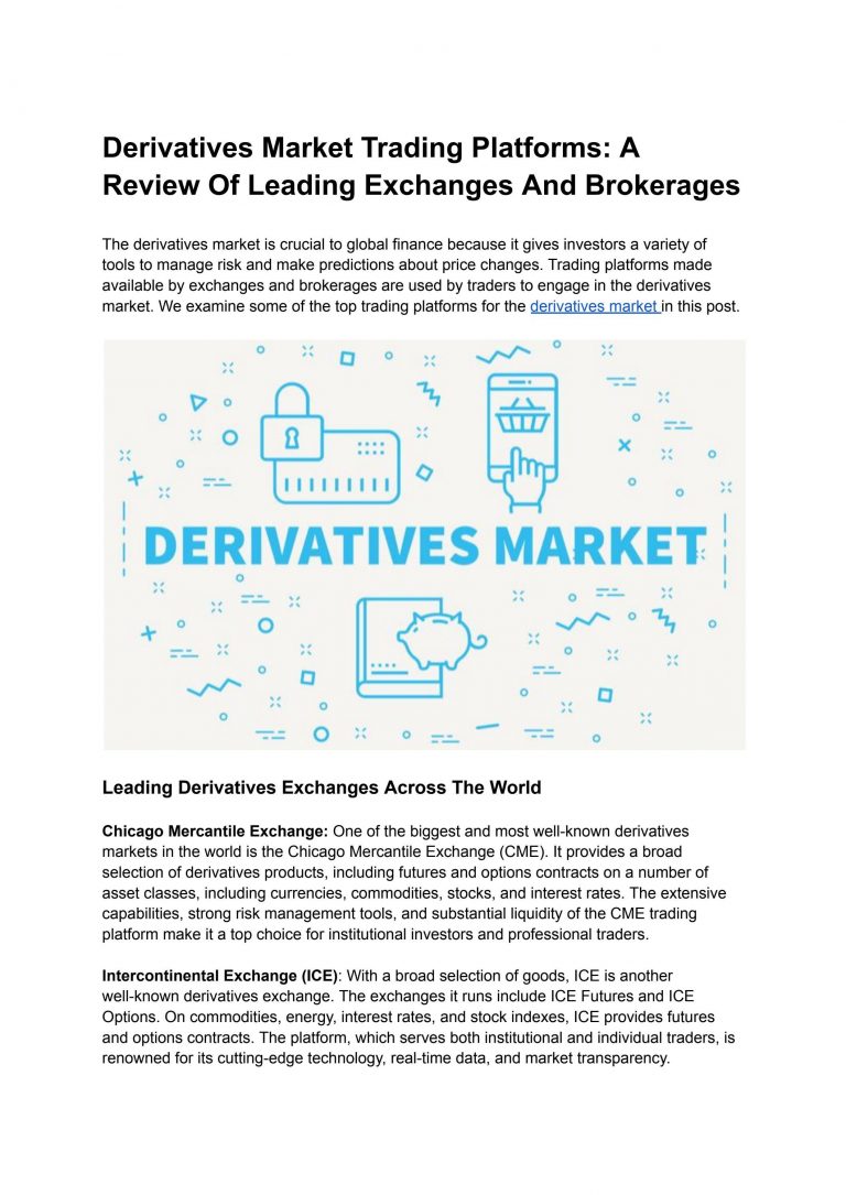 Selecting a Trading Platform for Derivatives Trading