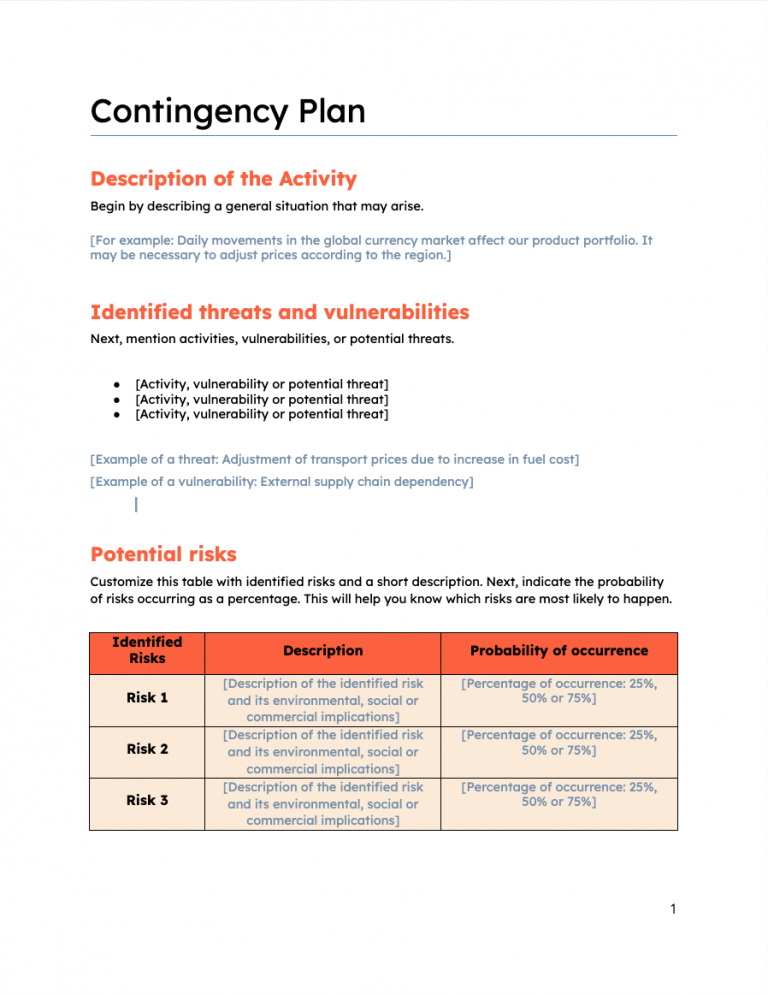 The Role of Contingency Planning for Unexpected Market Events