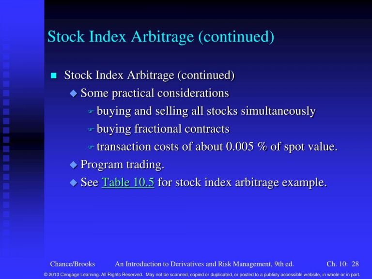 Index Arbitrage: Strategies and Considerations